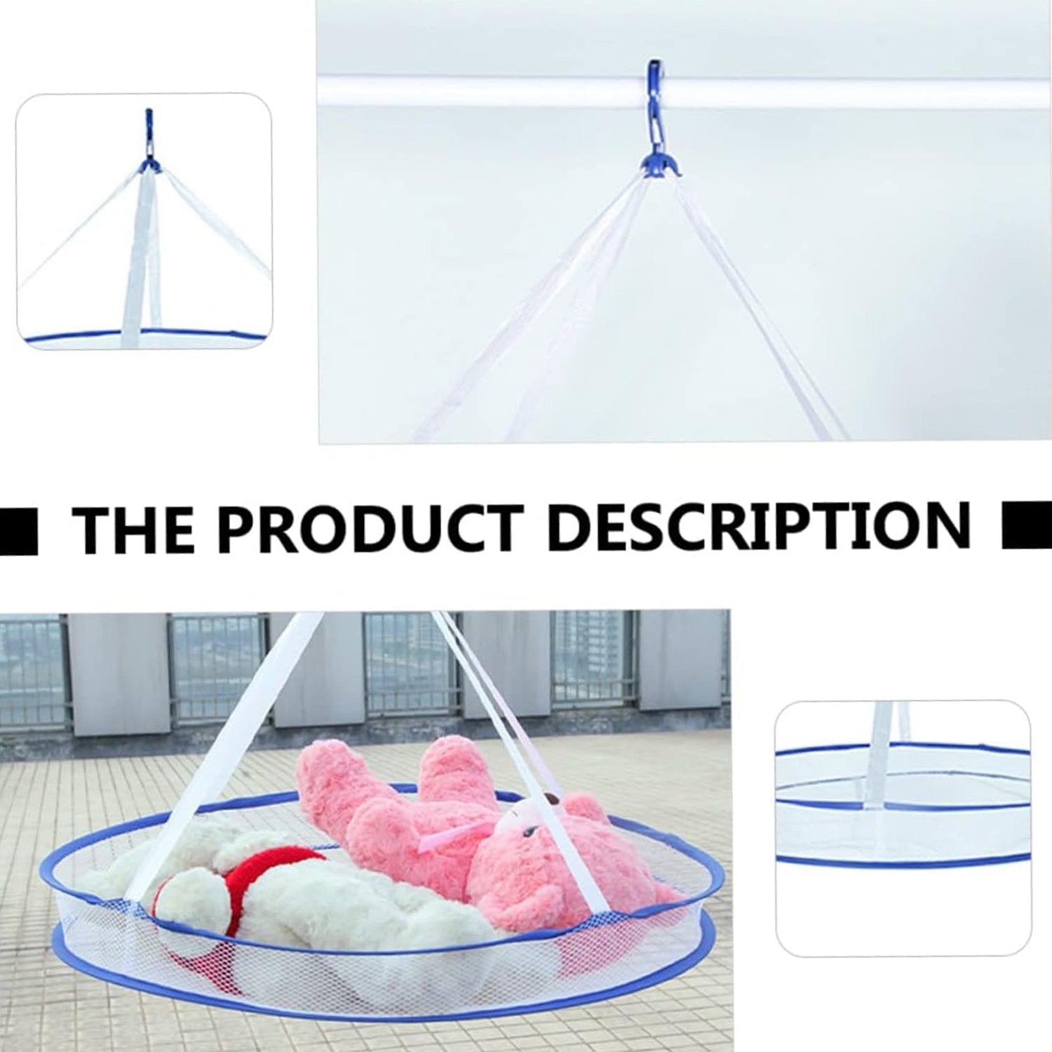 Wukusy hanging drying rack and basket for clothes drying, suitable for home use, with a durable metal frame and fabric basket.