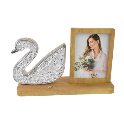 Wukusy duck-shaped crystal LED lamp photo frame night light, romantic love couple home decor, wedding gift, soft illumination