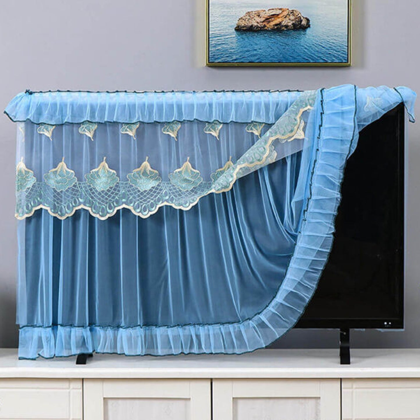 Wukusy 55-inch dustproof cloth cover for indoor TV screen protector, lightweight home improvement accessory.