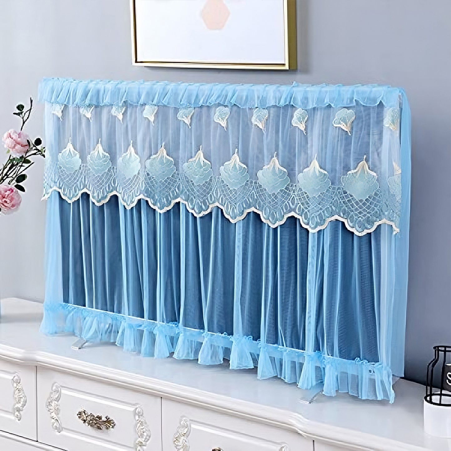 Wukusy 55-inch dustproof cloth cover for indoor TV screen protector, protects the TV from dust and dirt.