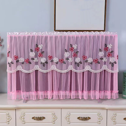 Wukusy 65-inch dustproof cloth cover protecting indoor TV screen from dust and scratches in a home setting
