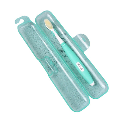 Wukusy Easy Brush interdental cleaner brushes between teeth, showing close-up of small, effective dental cleaning brushes.