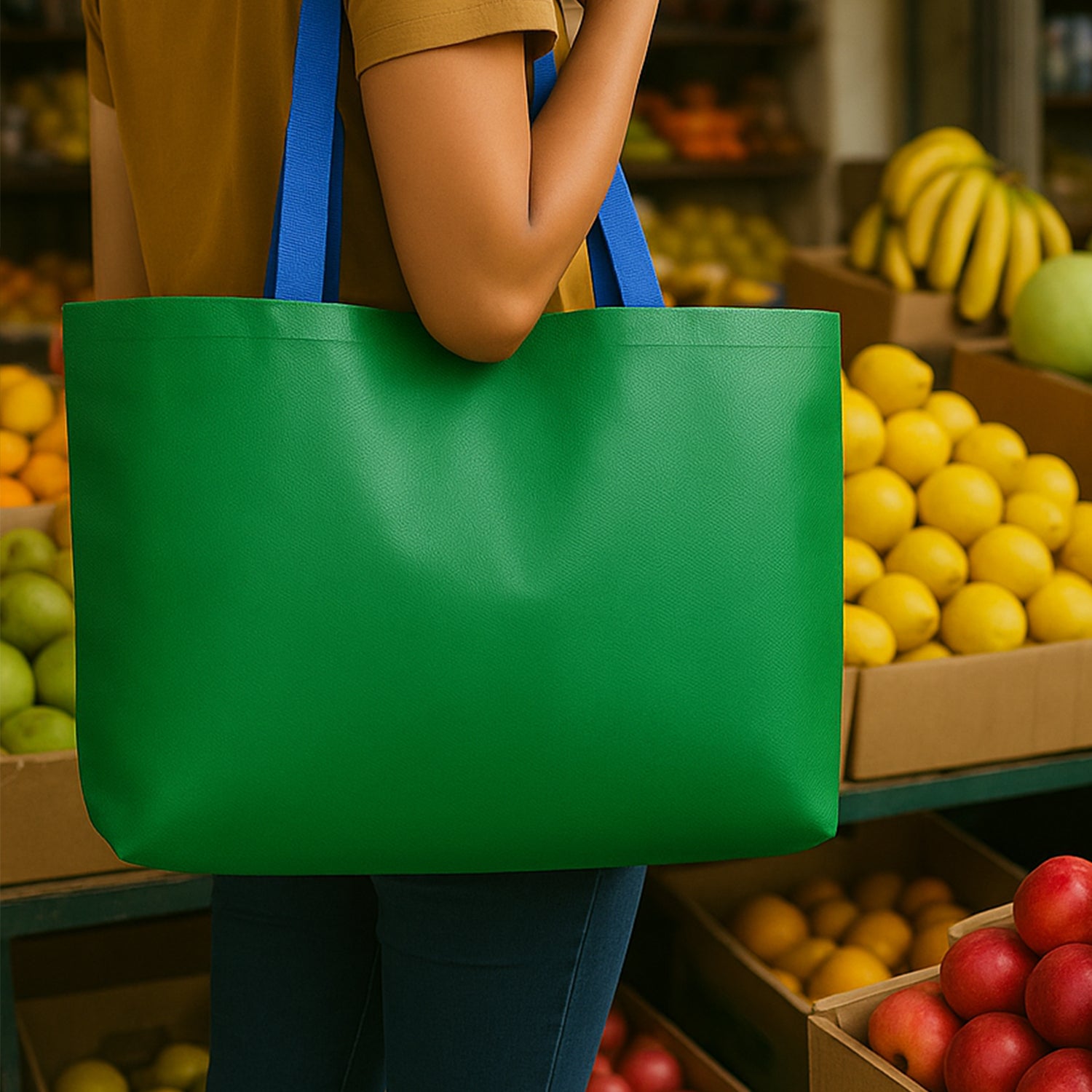 Eco-friendly large shopping tote bag from Wukusy, 62x44cm, in mixed colors, perfect for home improvement and reusable shopping.