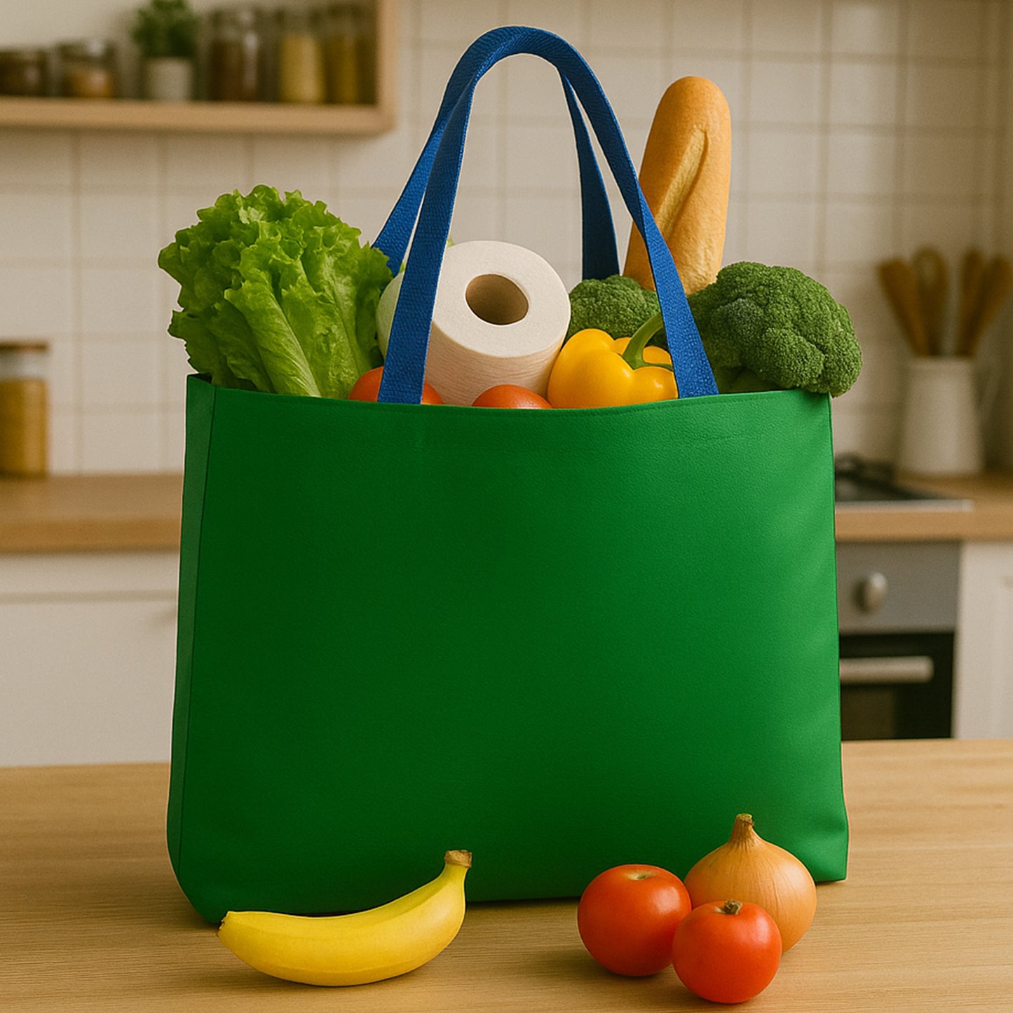 Eco-friendly large shopping tote bag by Wukusy, 62x44cm, in mixed colors, perfect for home improvement and daily shopping needs.