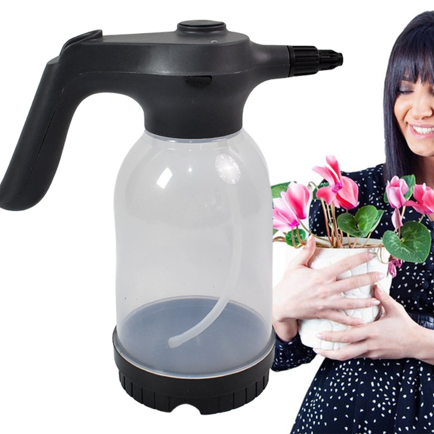 Wukusy electric garden spray bottle, 2-liter capacity, handheld home improvement sprayer for watering and plant care.