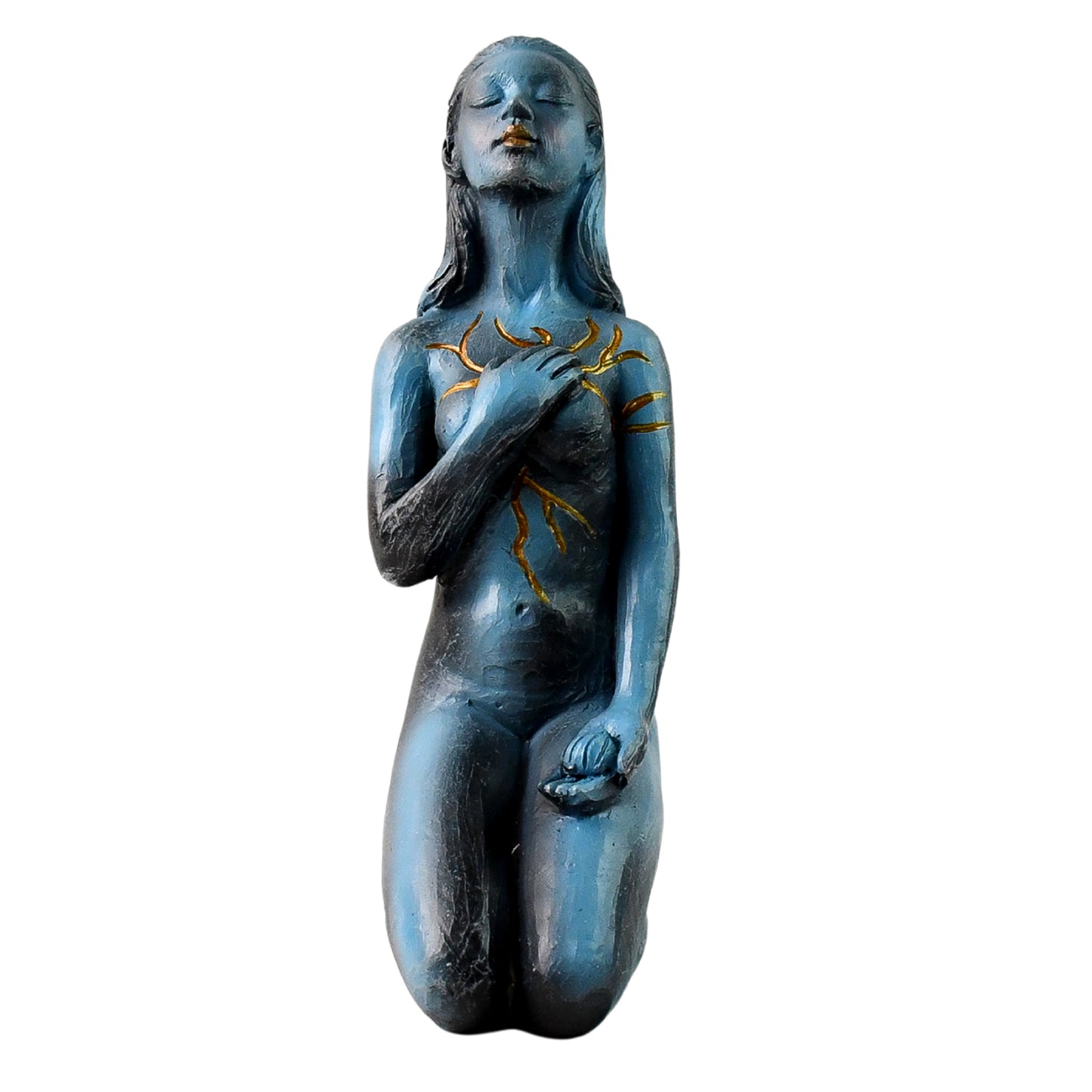 Elegant resin kneeling woman decorative statue by Wukusy, ideal for home improvement and interior decor.