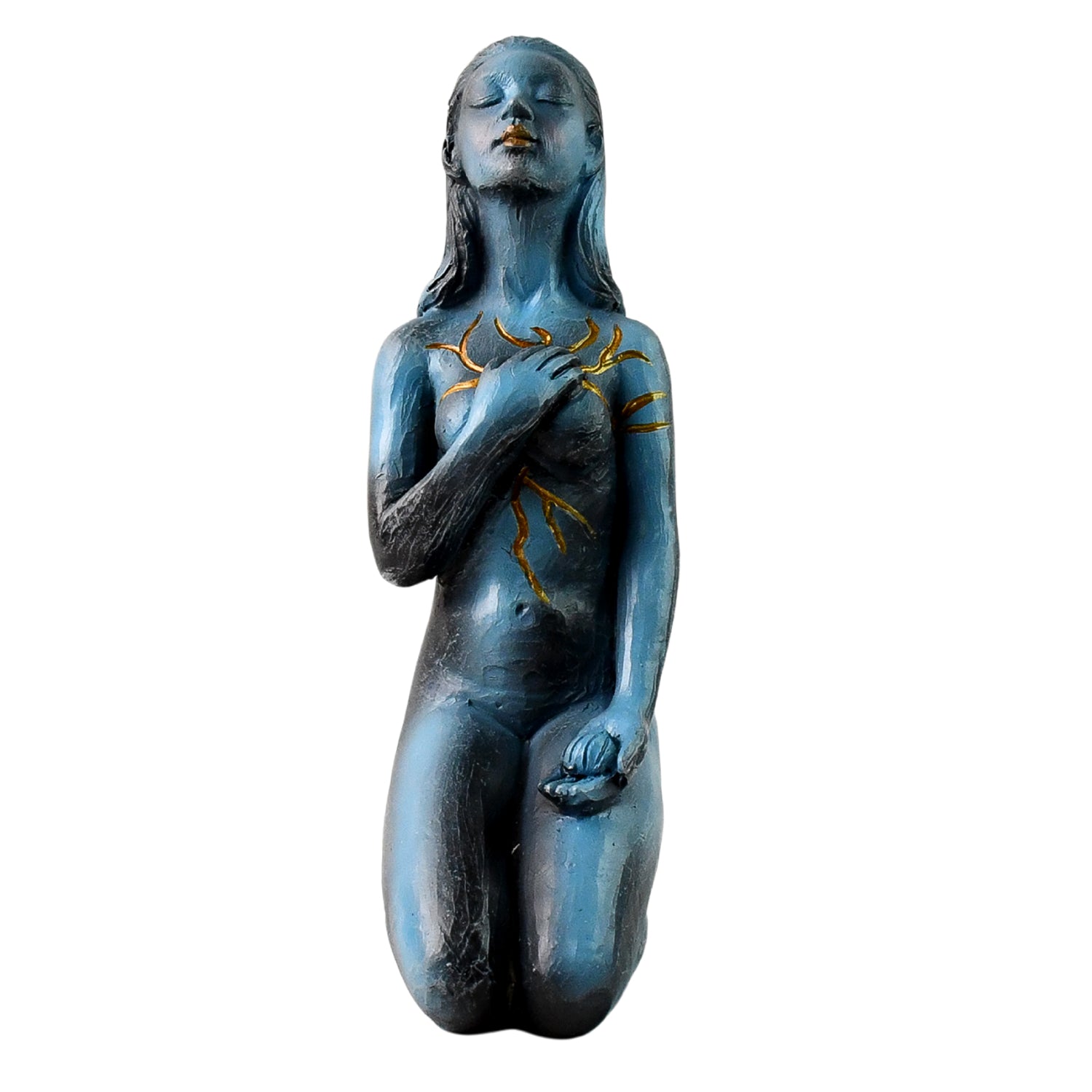 Elegant resin kneeling woman decorative statue by Wukusy, ideal for home improvement and interior decor.