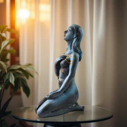 Elegant resin kneeling woman decorative statue by Wukusy, perfect for home decor and improvement.