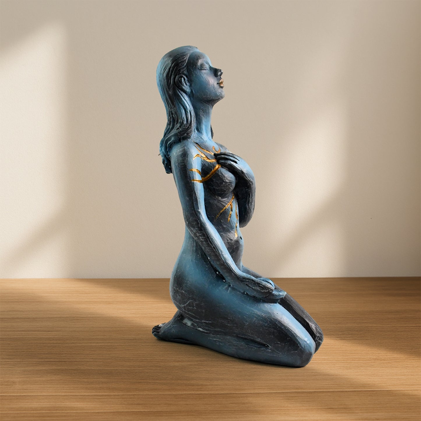 Elegant resin kneeling woman decorative statue by Wukusy, perfect for home improvement and interior decor.