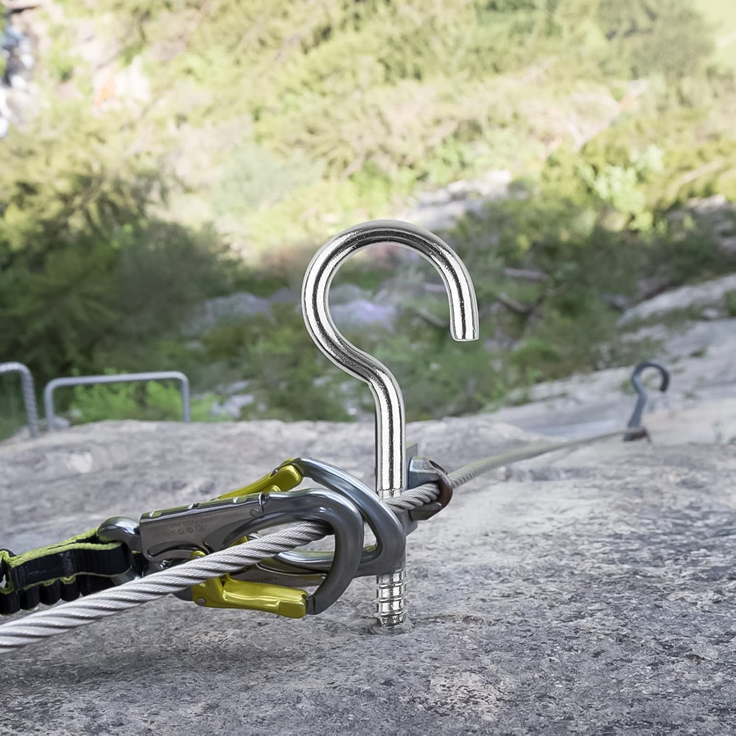 Set of seven heavy-duty stainless steel eye hooks and eye bolts for home improvement, screw-in design by Wukusy.