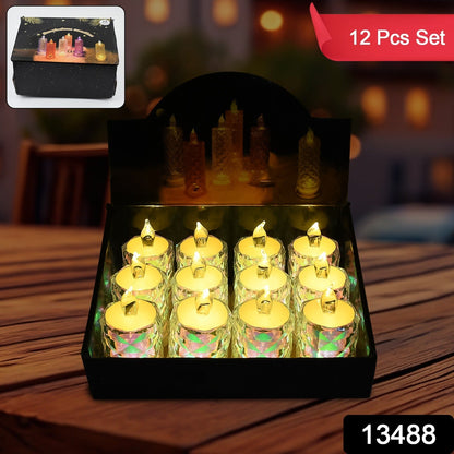 Wukusy 12-pack LED tealight candles for festive lighting, perfect for home decor and special occasions, with a warm, flickering glow.