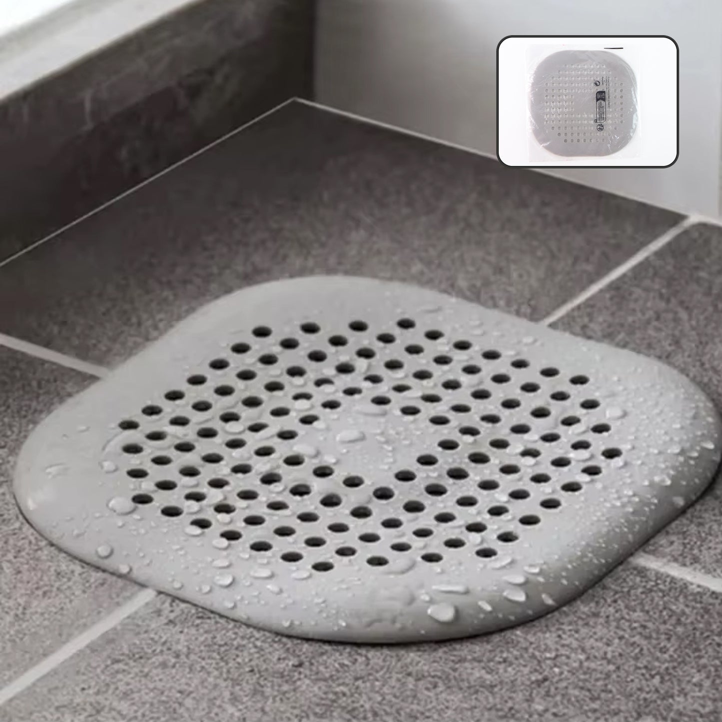 Flexible silicone drain cover strainer by Wukusy, ideal for preventing clogs in kitchen or bathroom drains.
