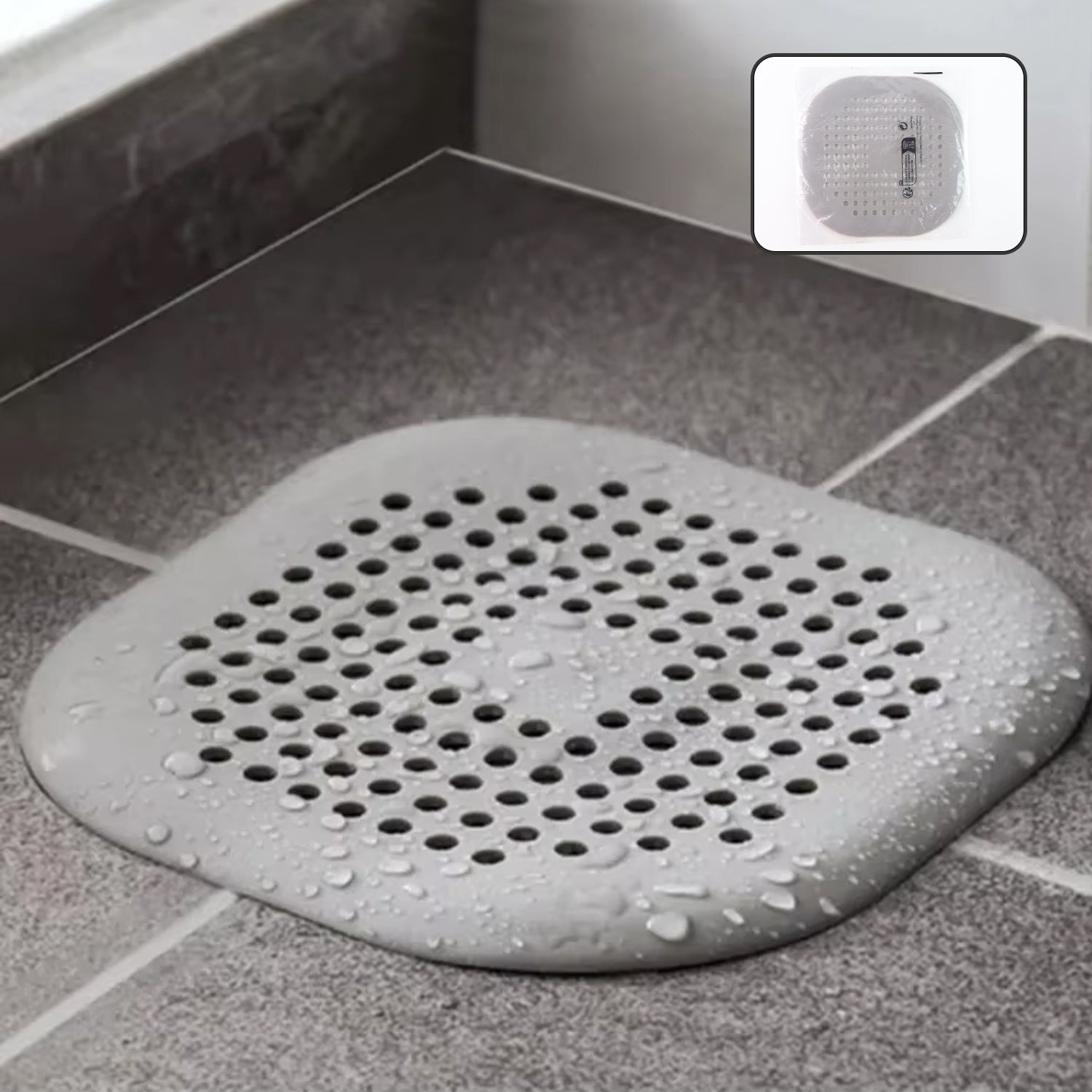 Flexible silicone drain cover strainer by Wukusy, ideal for preventing clogs in kitchen or bathroom drains.