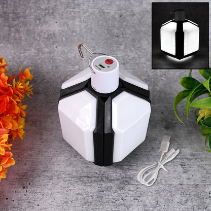Wukusy foldable camping light with USB rechargeable LED lamp and hanging hook, ideal for home and outdoor use.