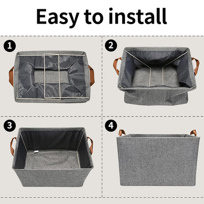 Wukusy foldable cloth storage organizer bag with handles, 46x27cm, ideal for home organization and space-saving storage.