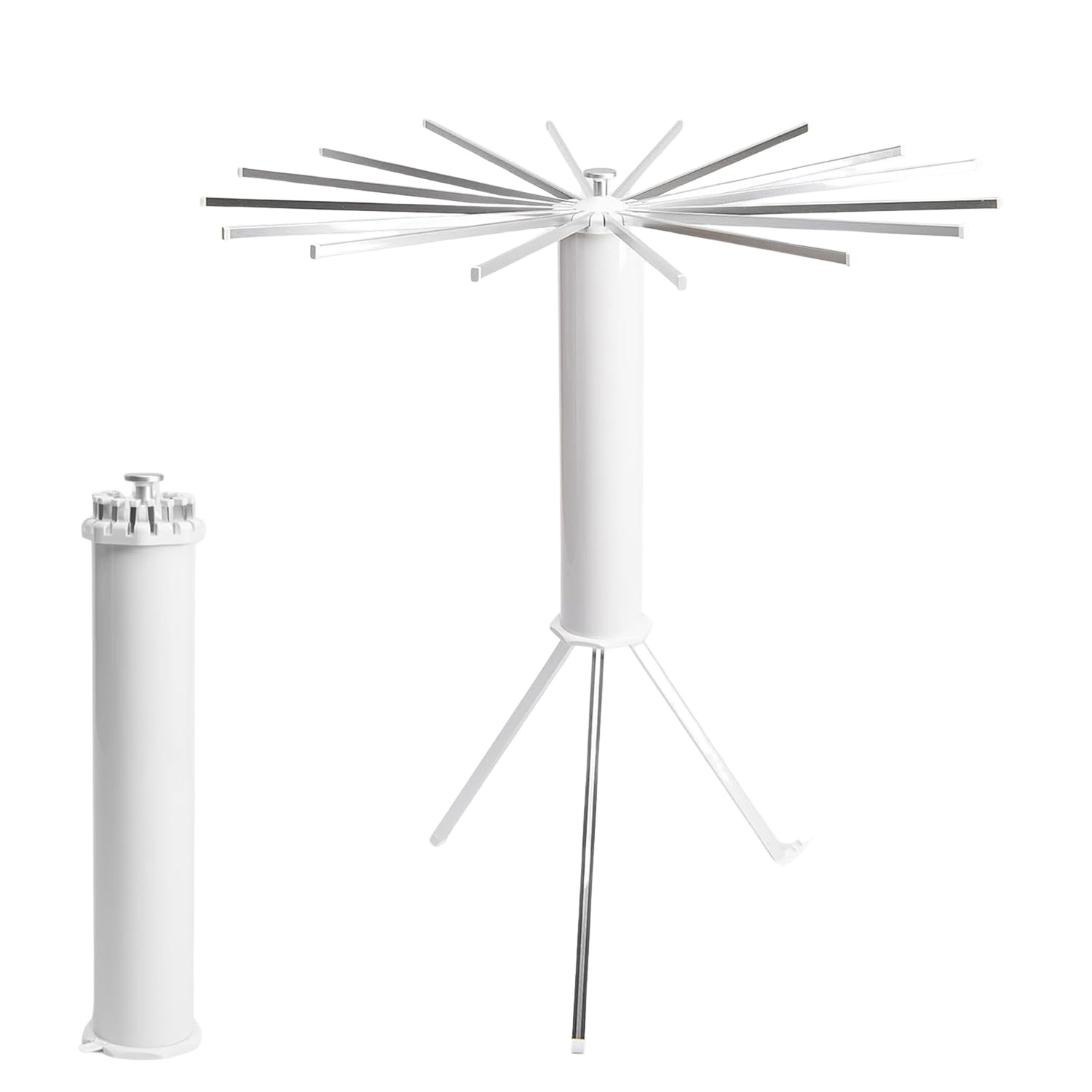 Wukusy foldable rotary clothes drying rack stand for home use, featuring multiple drying bars and compact, space-saving design.