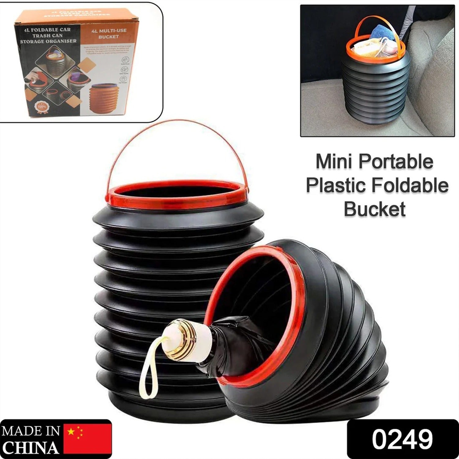Wukusy foldable storage bucket and water container, versatile dustbin for home, car, and kitchen use, made of durable plastic.