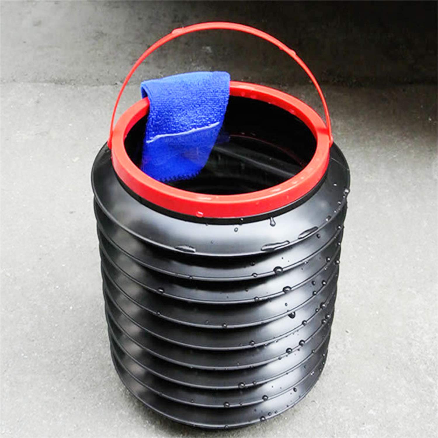 Foldable Wukusy storage bucket for home, car, or kitchen use, featuring a water container and dustbin in a versatile, multiuse design.