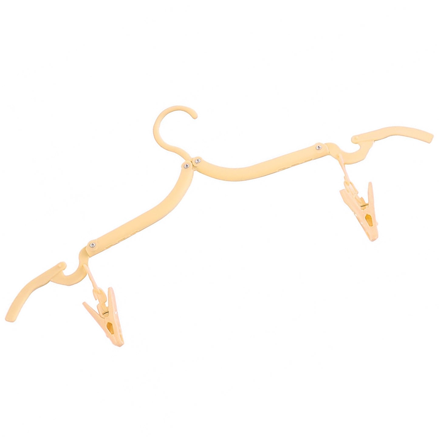Wukusy folding clothes hanger with clips, adjustable home improvement hanger for hanging garments and laundry.