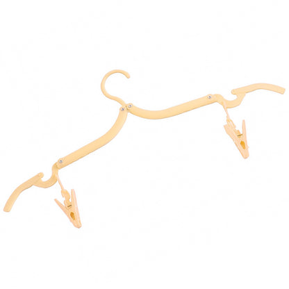 Wukusy folding clothes hanger with clips, adjustable home improvement hanger for hanging garments and laundry.
