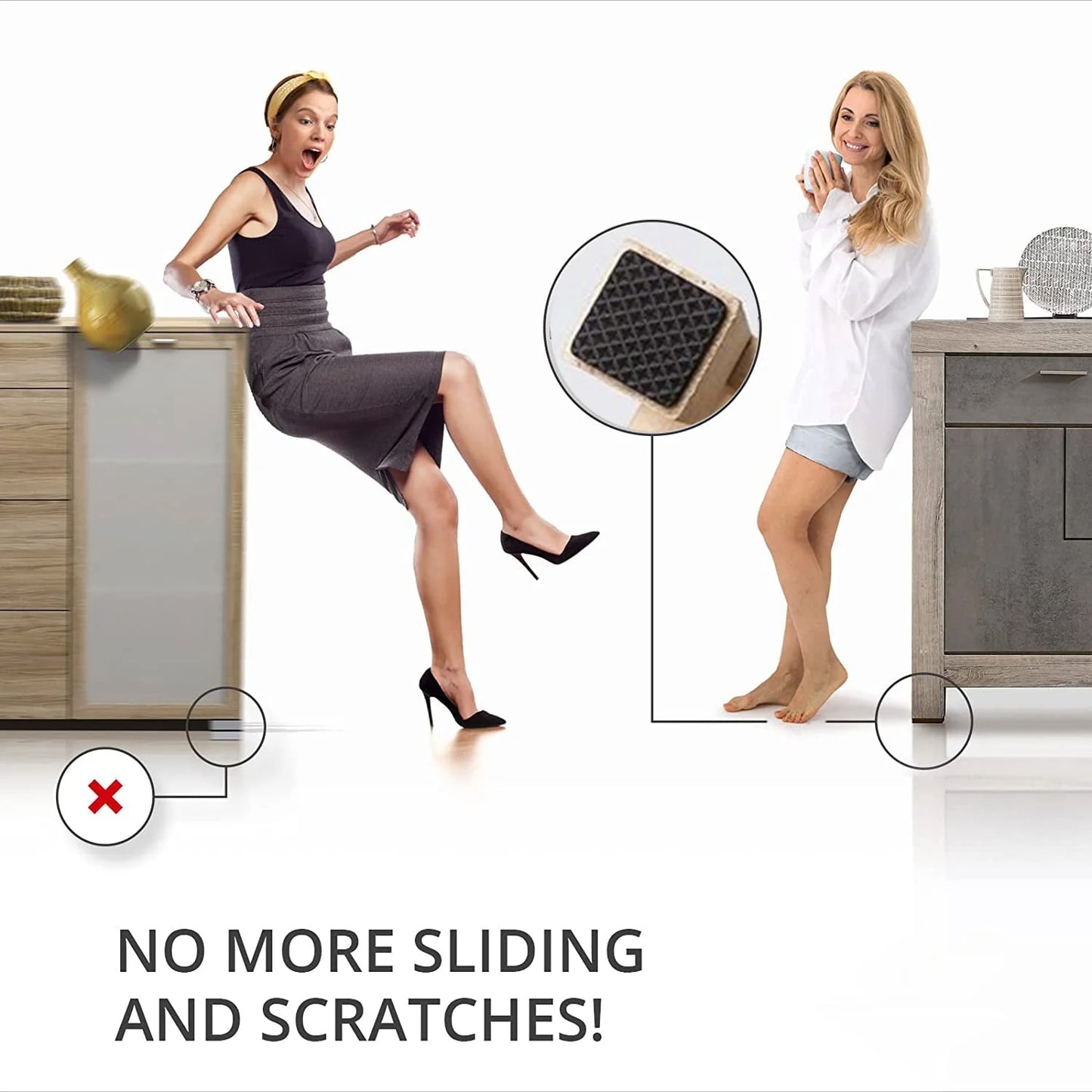 Wukusy furniture protection pads, 8-piece set, for safeguarding floors and furniture from scratches and damage.