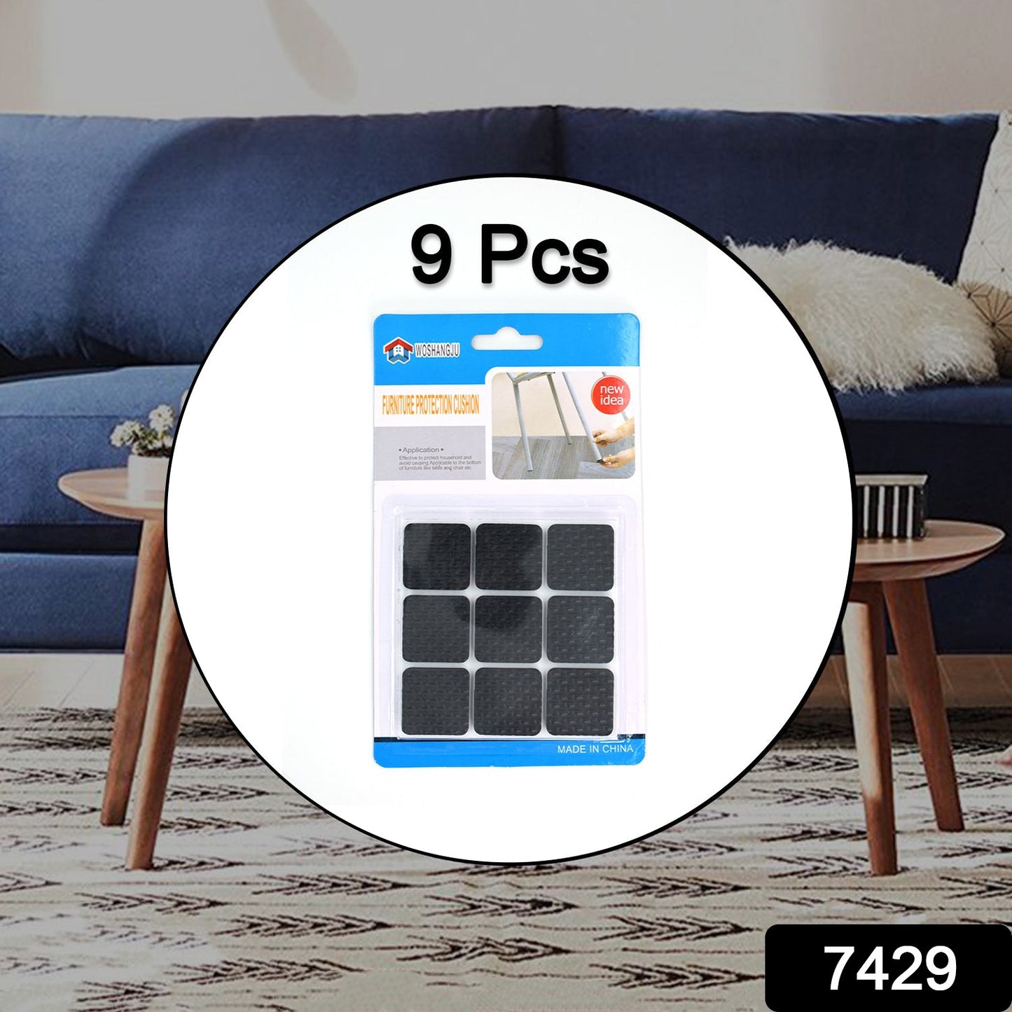 Set of nine Wukusy furniture protection pads, anti-slip floor protectors for home improvement, preventing scratches and movement.