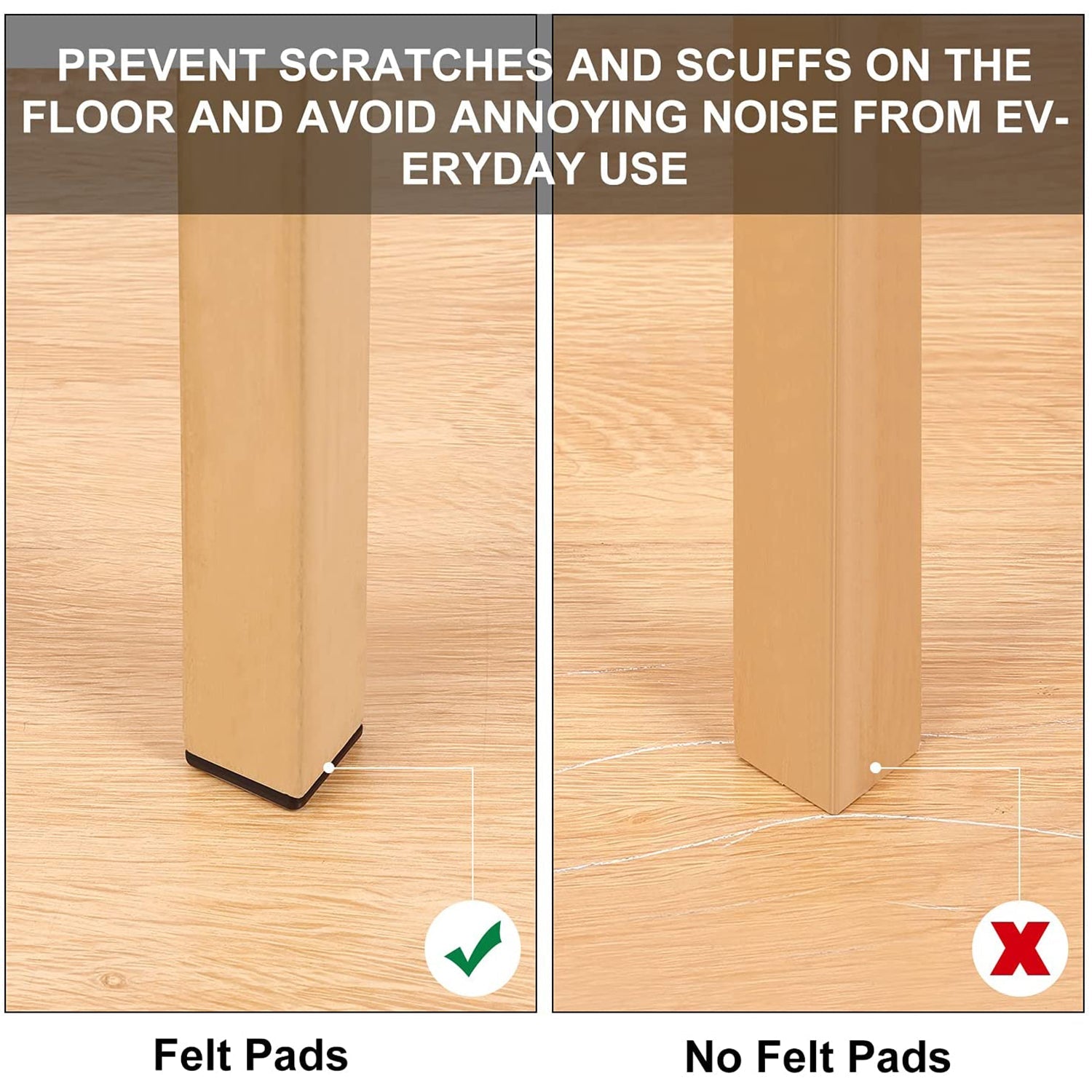 Wukusy furniture protection pads set of 9, anti-slip floor protectors for home furniture, soft felt pads for floor safety.