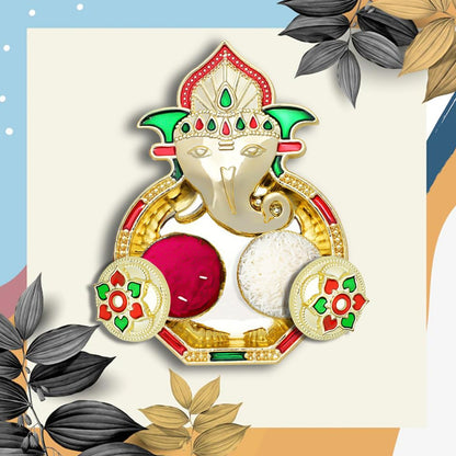 Decorative Kumkum box with Ganesh design by Wukusy, ideal for home improvement and religious offerings.