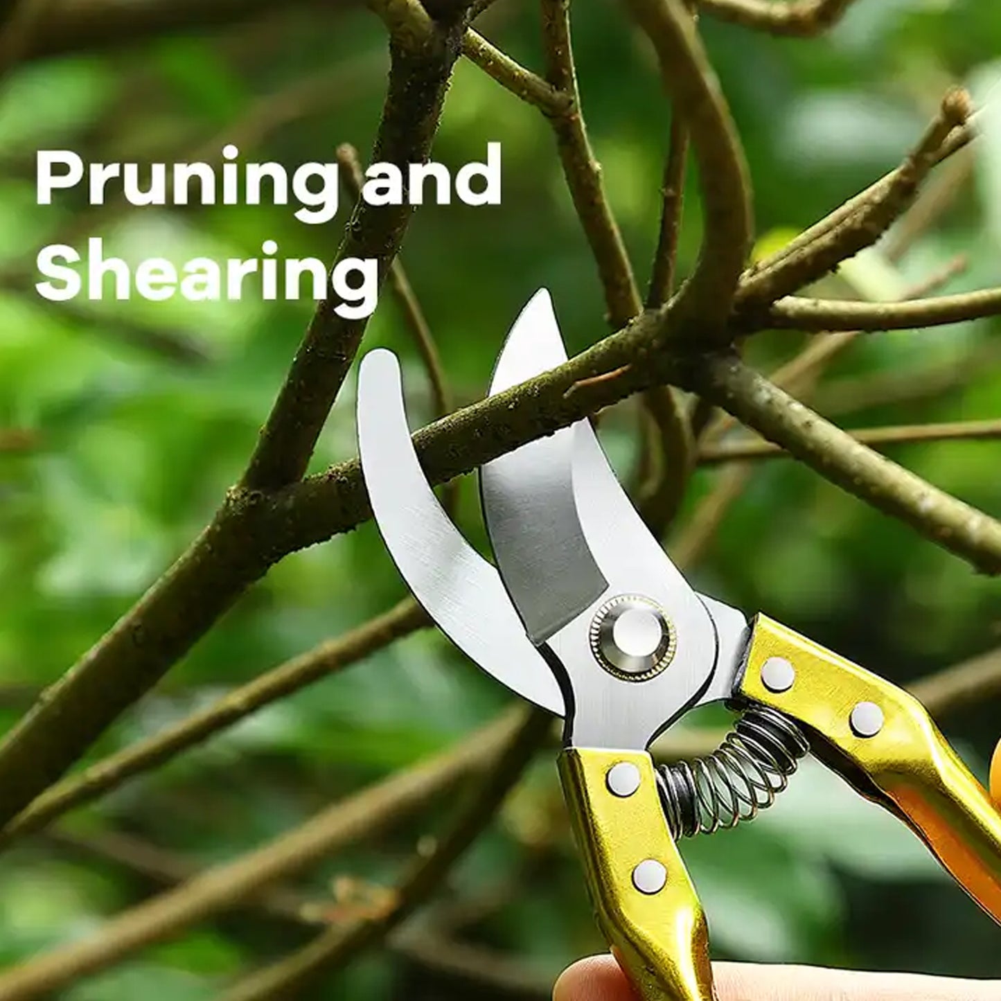 Wukusy gardening shears and pruners, sharp scissors for trimming plants and bushes, ideal for home gardening tasks.