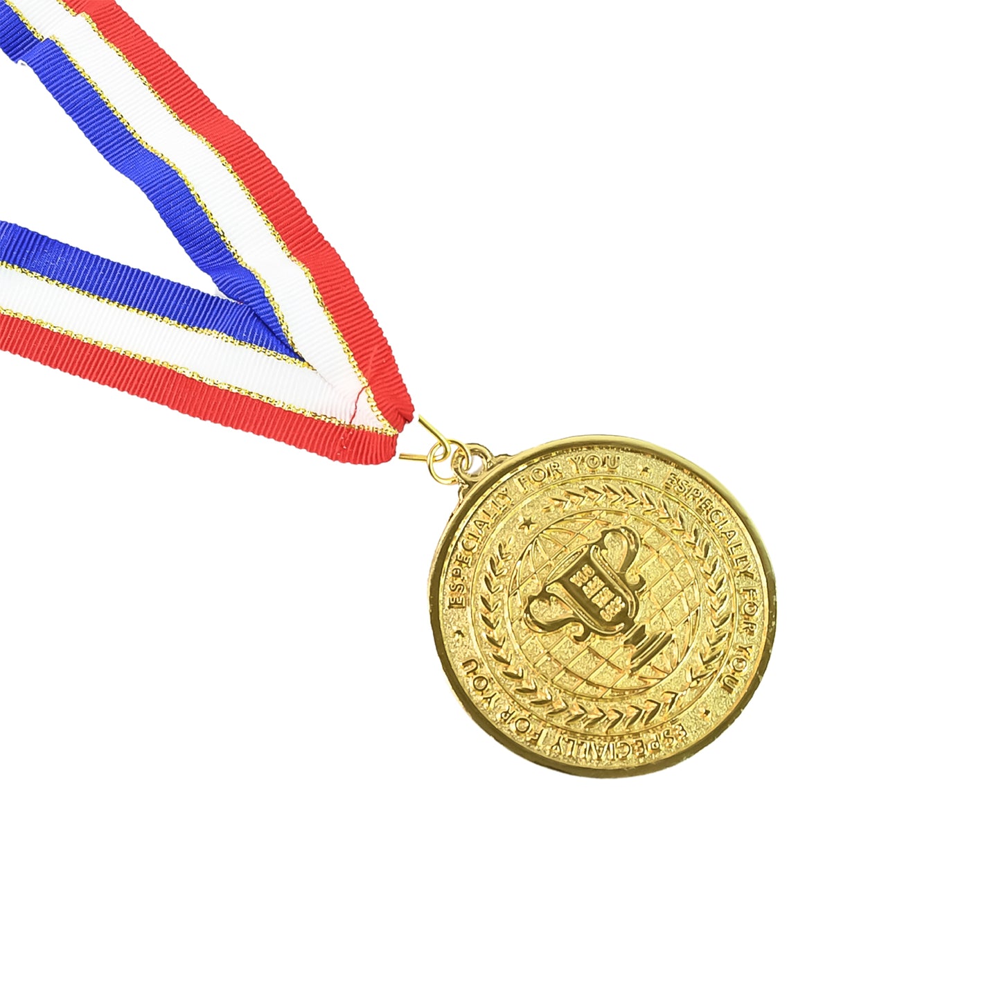 Gold metal medal with tricolor ribbon from Wukusy, ideal for home improvement awards or decorative displays.