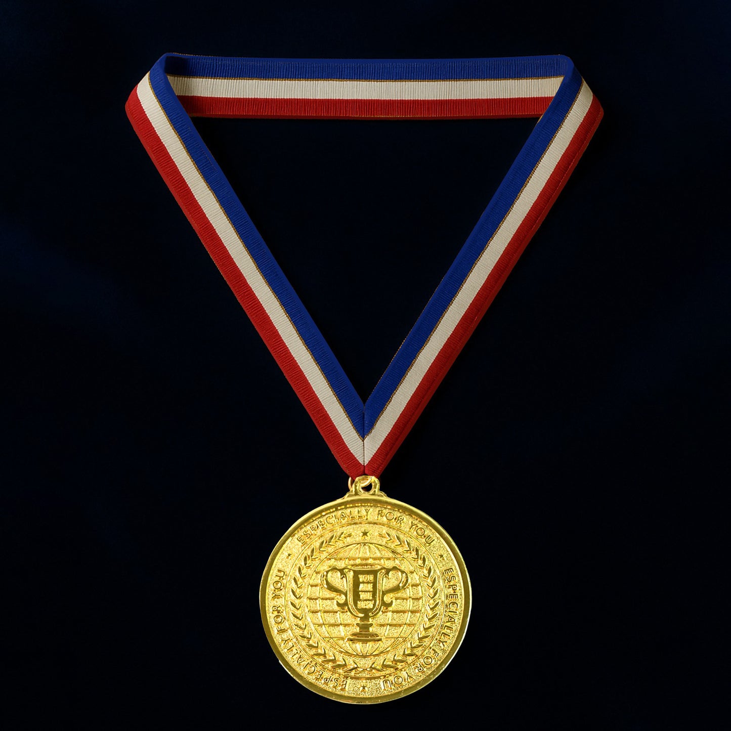 Gold metal medal with tricolor ribbon for home improvement, featuring the Wukusy brand and a classic award design.