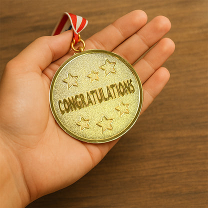 Gold metal medal with tricolor ribbon from Wukusy, ideal for home improvement awards or decoration displays.