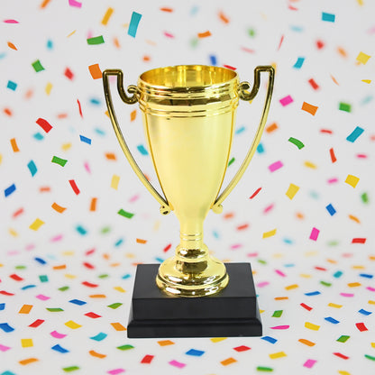 Golden birthday trophy from Wukusy, plastic award with base, featuring "You Are Great" and "Happy Birthday" text for celebration.