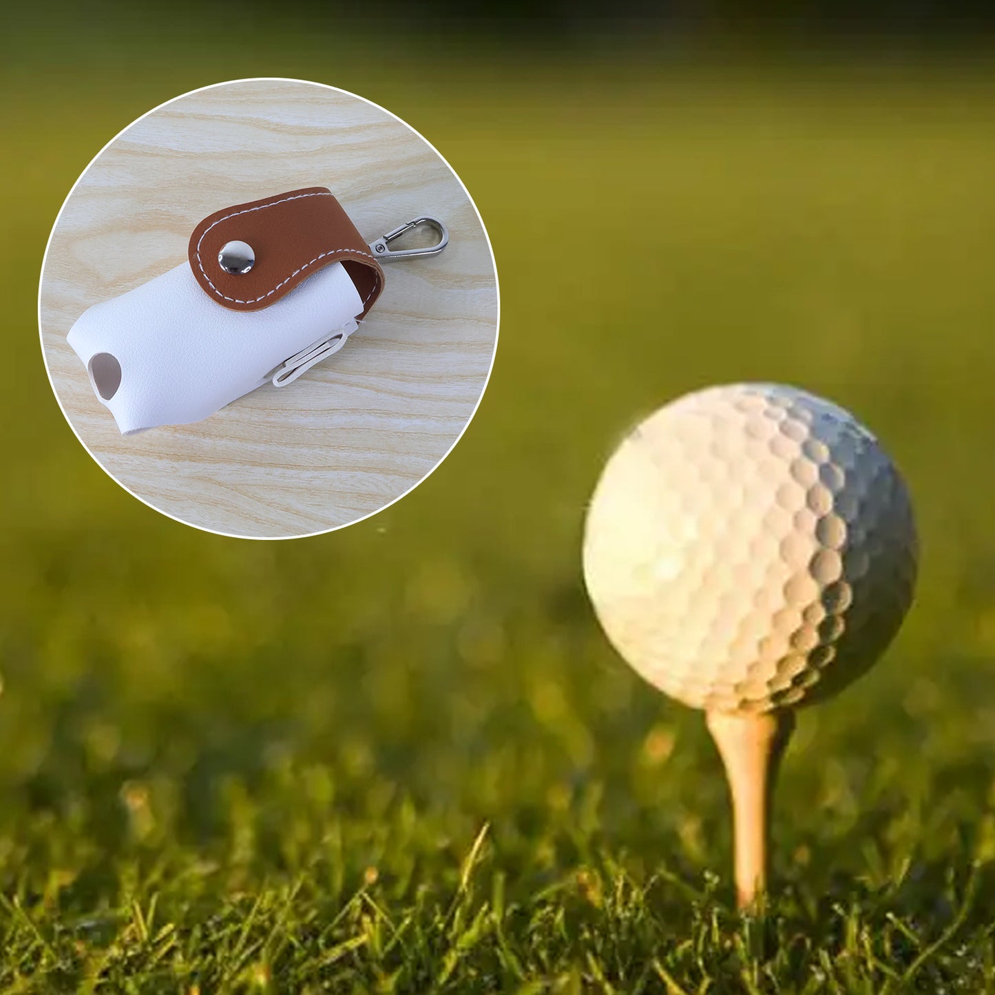 Wukusy golf tees holder mini ball pouch with carabiner for easy carrying and organization of golf tees and accessories.