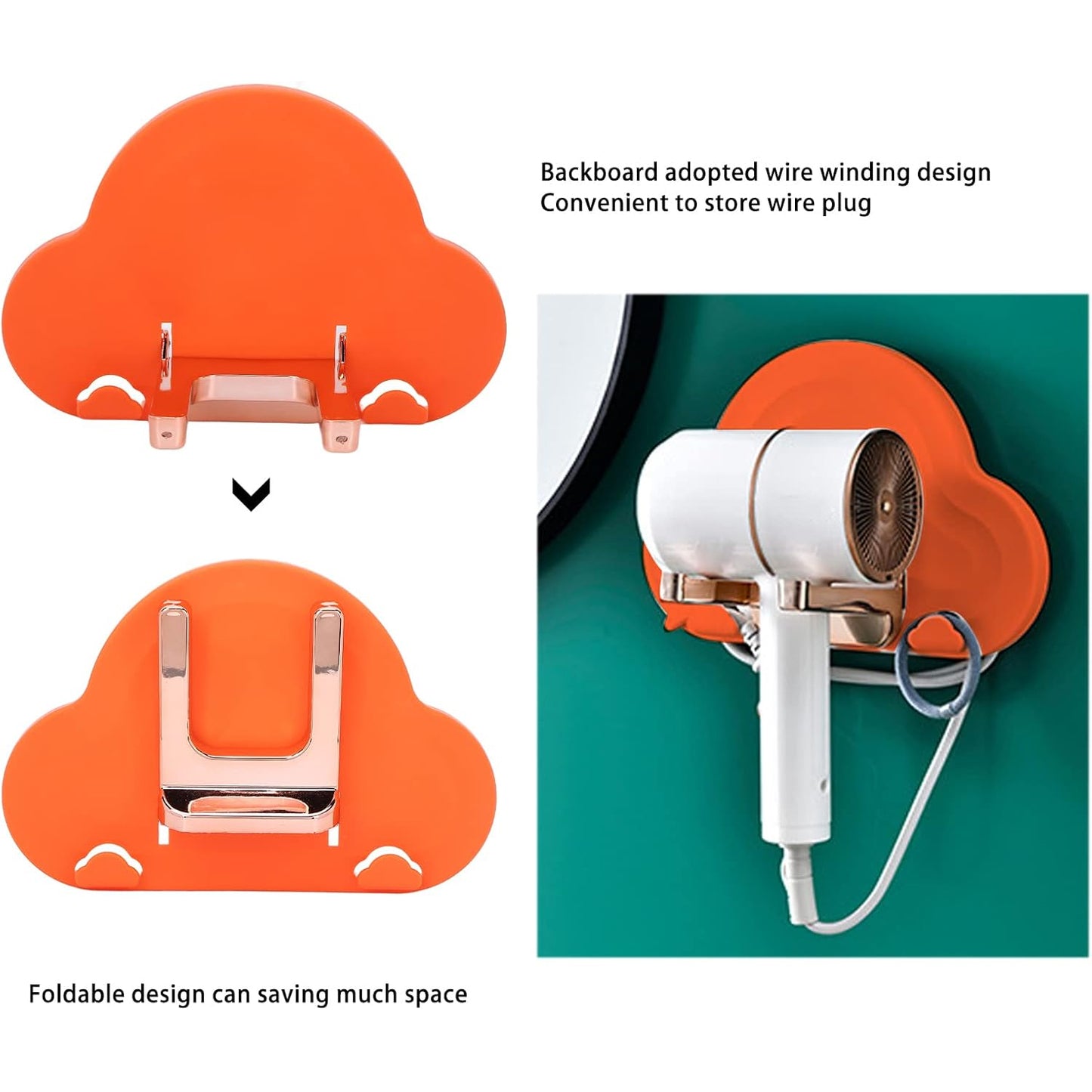Wukusy hair dryer holder stand frame for organizing and storing a hair dryer in a home improvement setting.