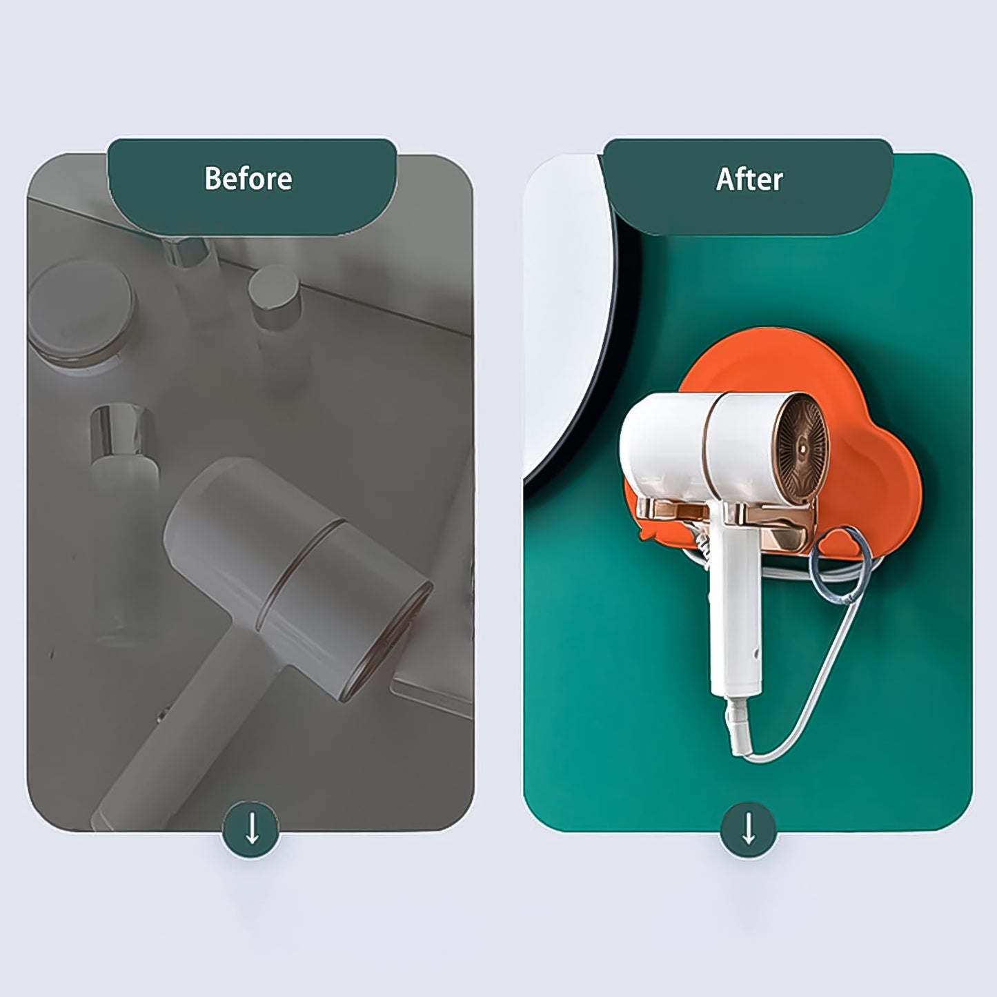 Wukusy hair dryer holder stand frame for bathroom or vanity storage, made of sturdy material with a sleek design.