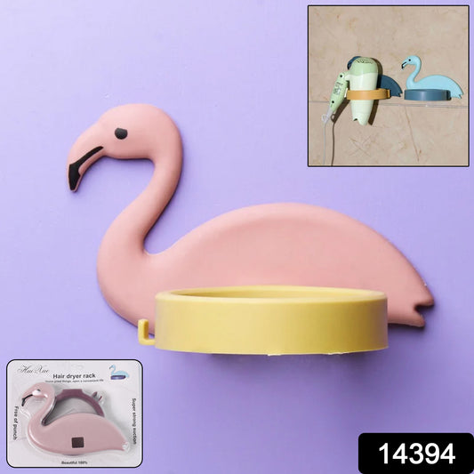 Wukusy hair dryer wall mount holder organizer with hooks, ideal for bathroom storage and home improvement.