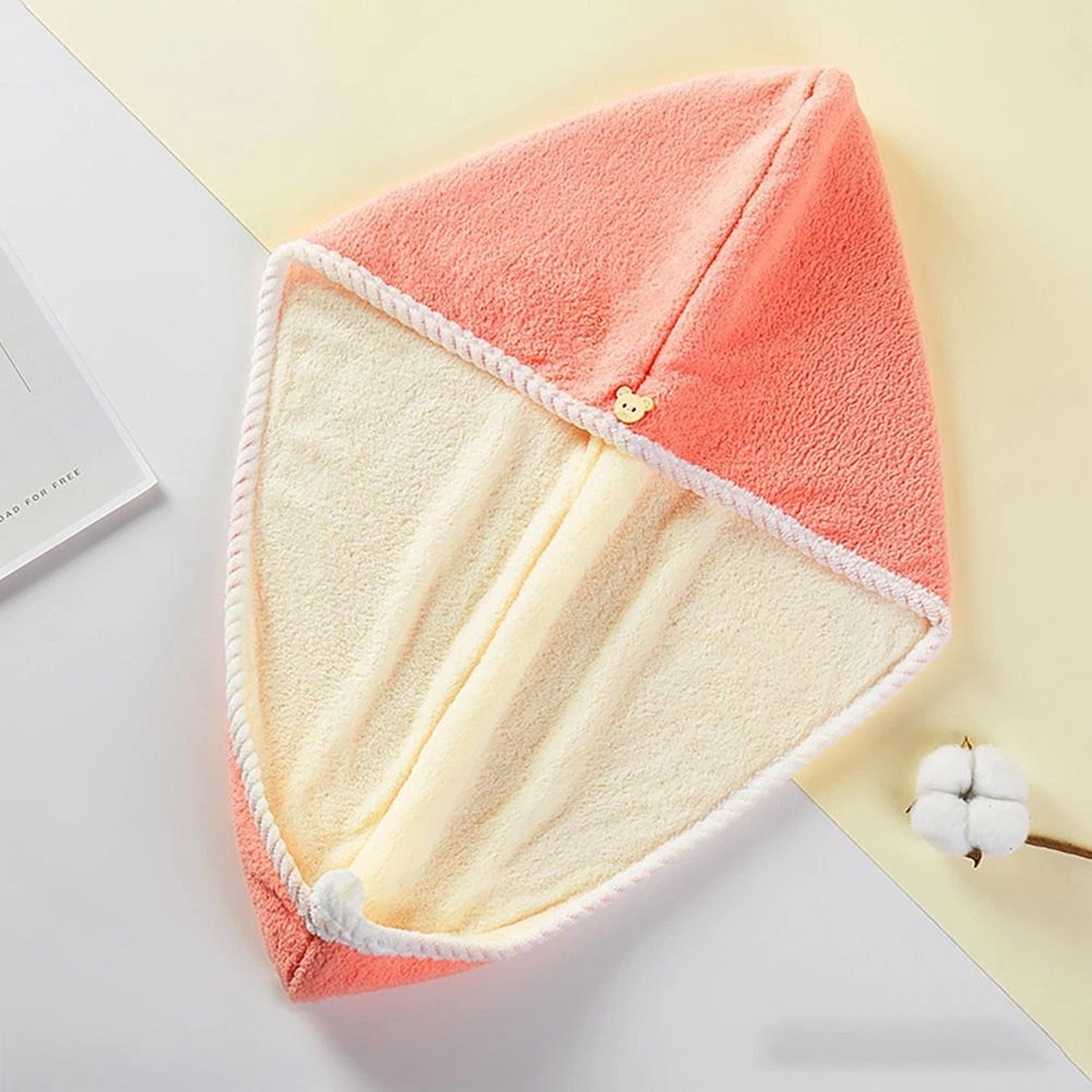 Wukusy magic hair drying cap for women, soft towel wrap designed for quick hair drying and comfort after baths.