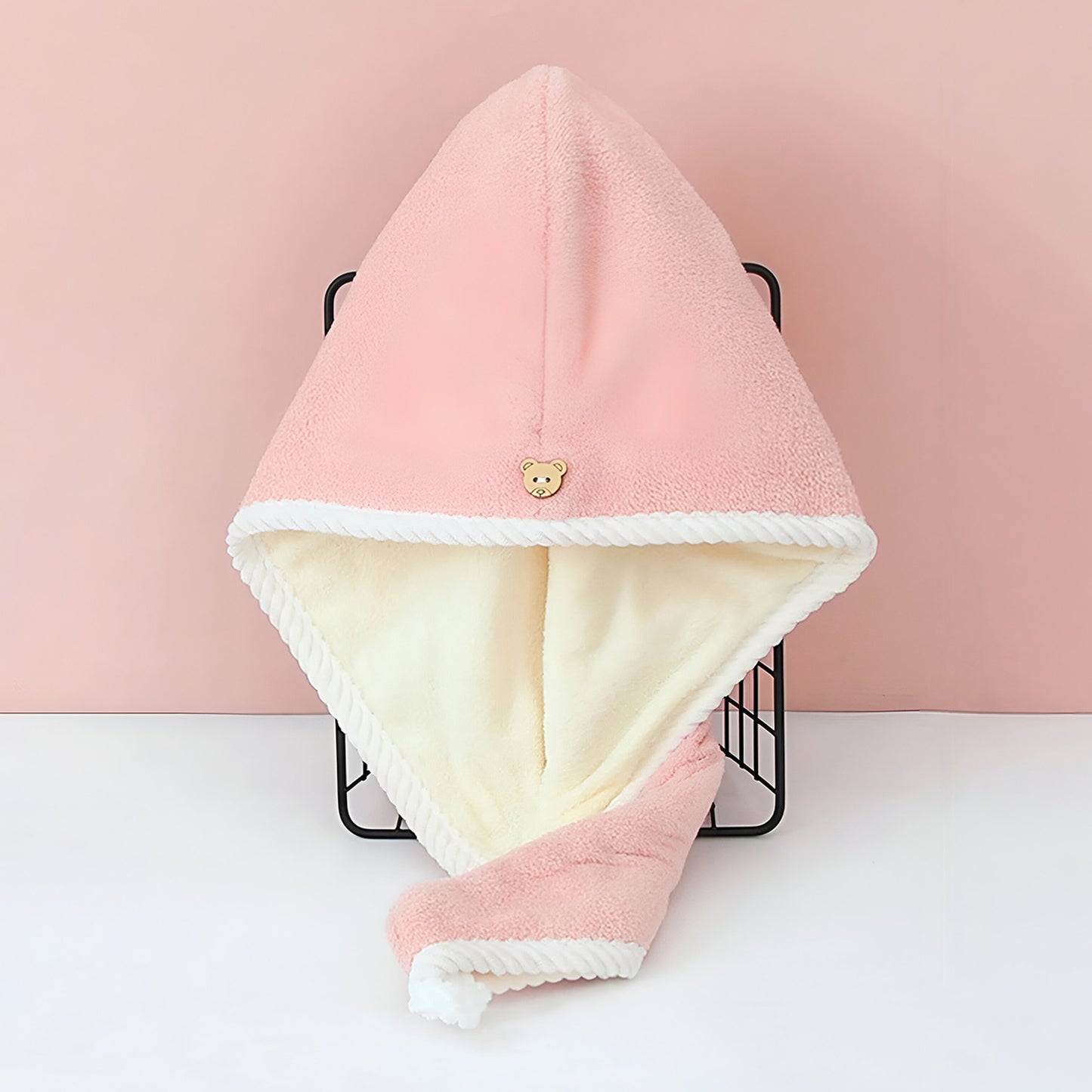 Wukusy magic hair drying cap towel for women, soft and absorbent bath towel wrap for quick hair drying at home.