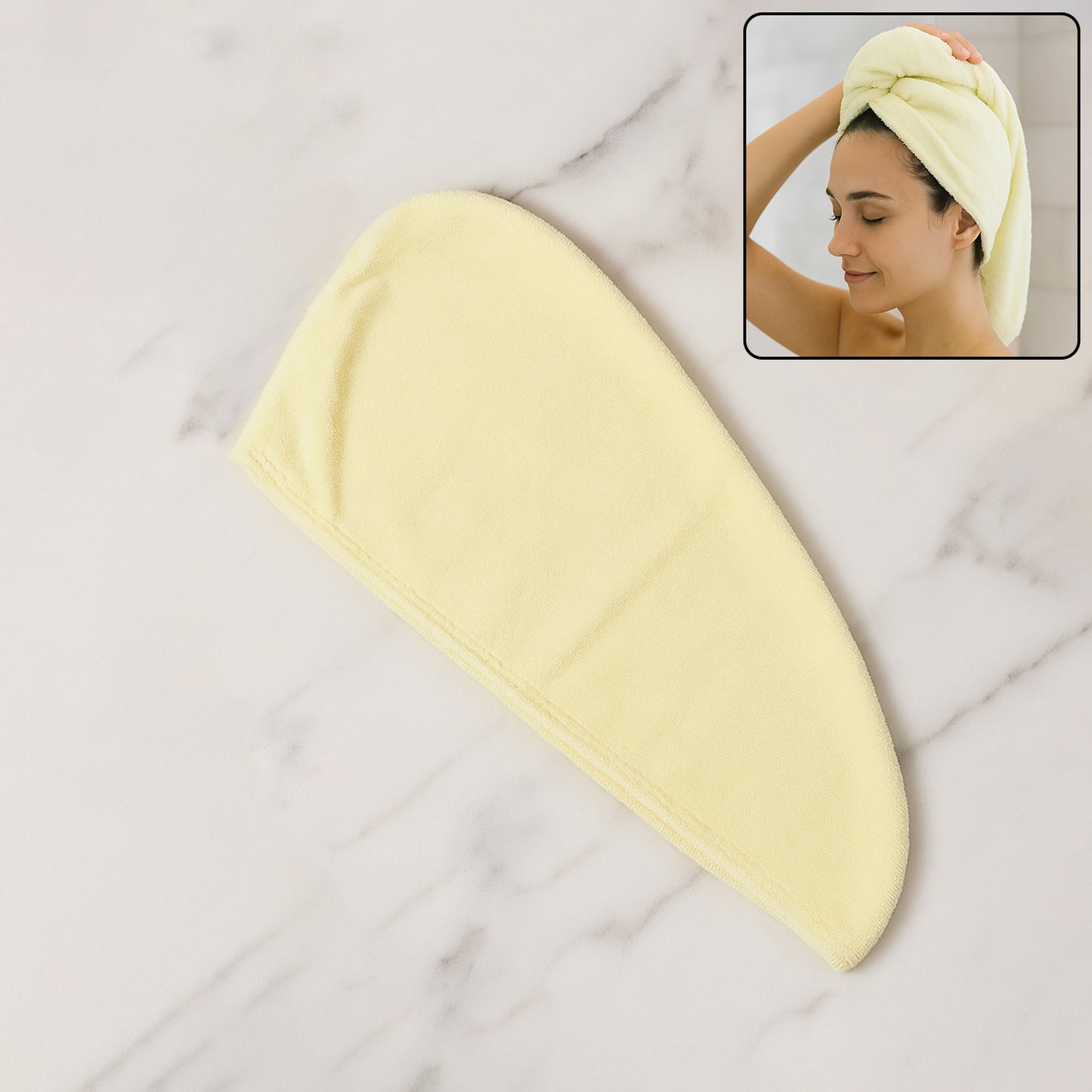 Wukusy hair drying towel wrap cap for women, small size, made of soft absorbent material, ideal for quick hair drying.