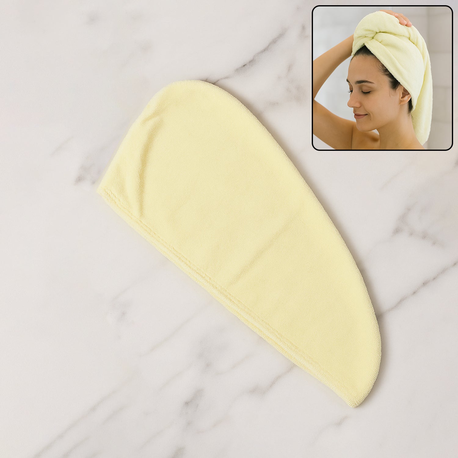 Wukusy hair drying towel wrap cap for women, small size, made of soft absorbent material, ideal for quick hair drying.