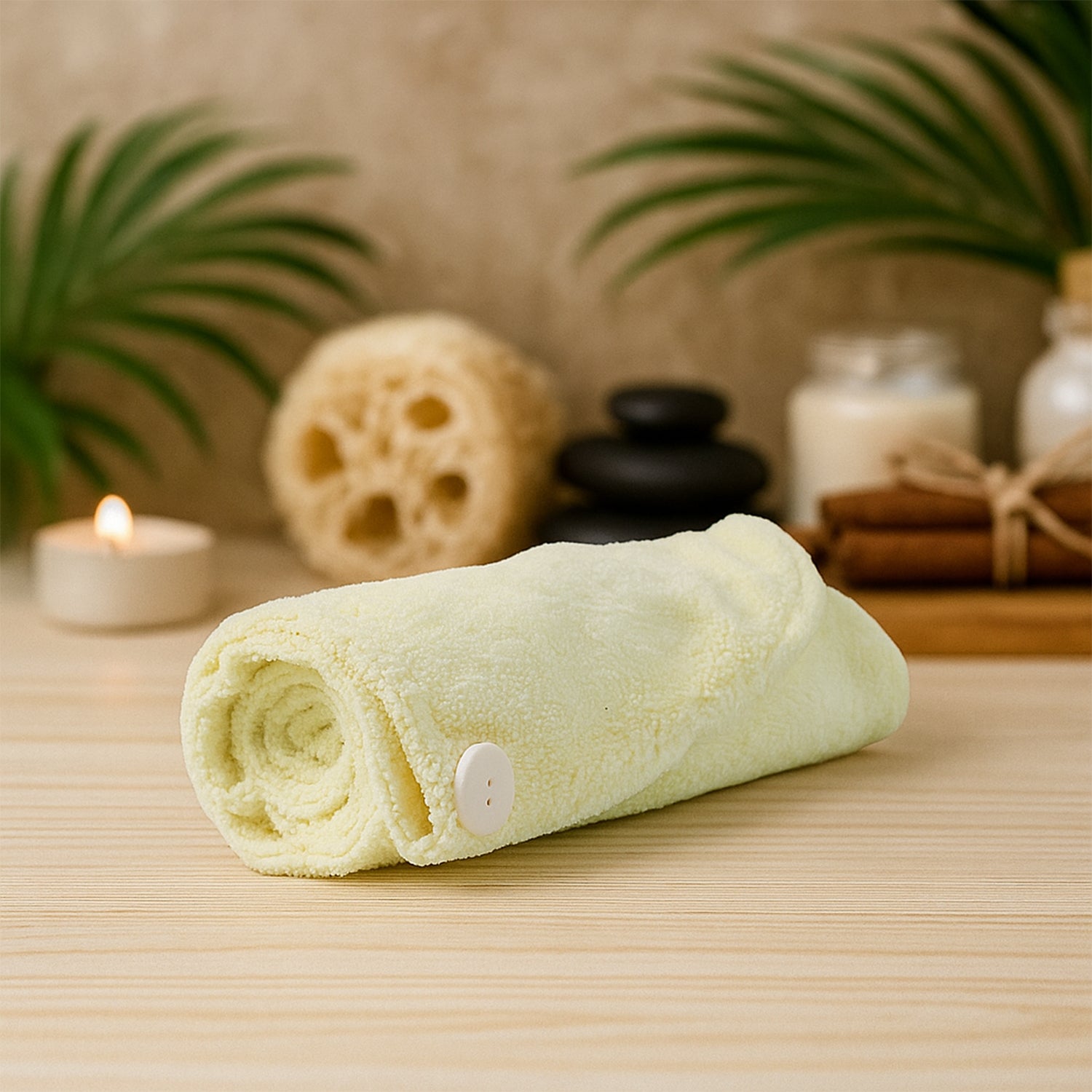 Wukusy hair drying towel wrap cap for women, small size, soft microfiber, ideal for quick hair drying after shower.