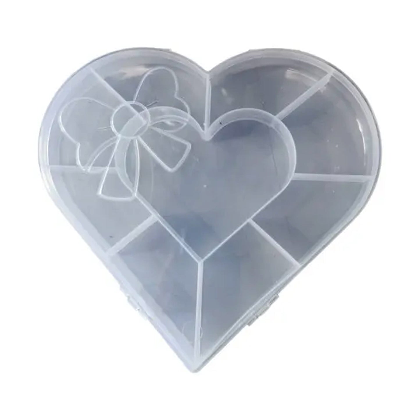Heart-shaped plastic bead storage organizer box by Wukusy, perfect for organizing small craft or jewelry beads.