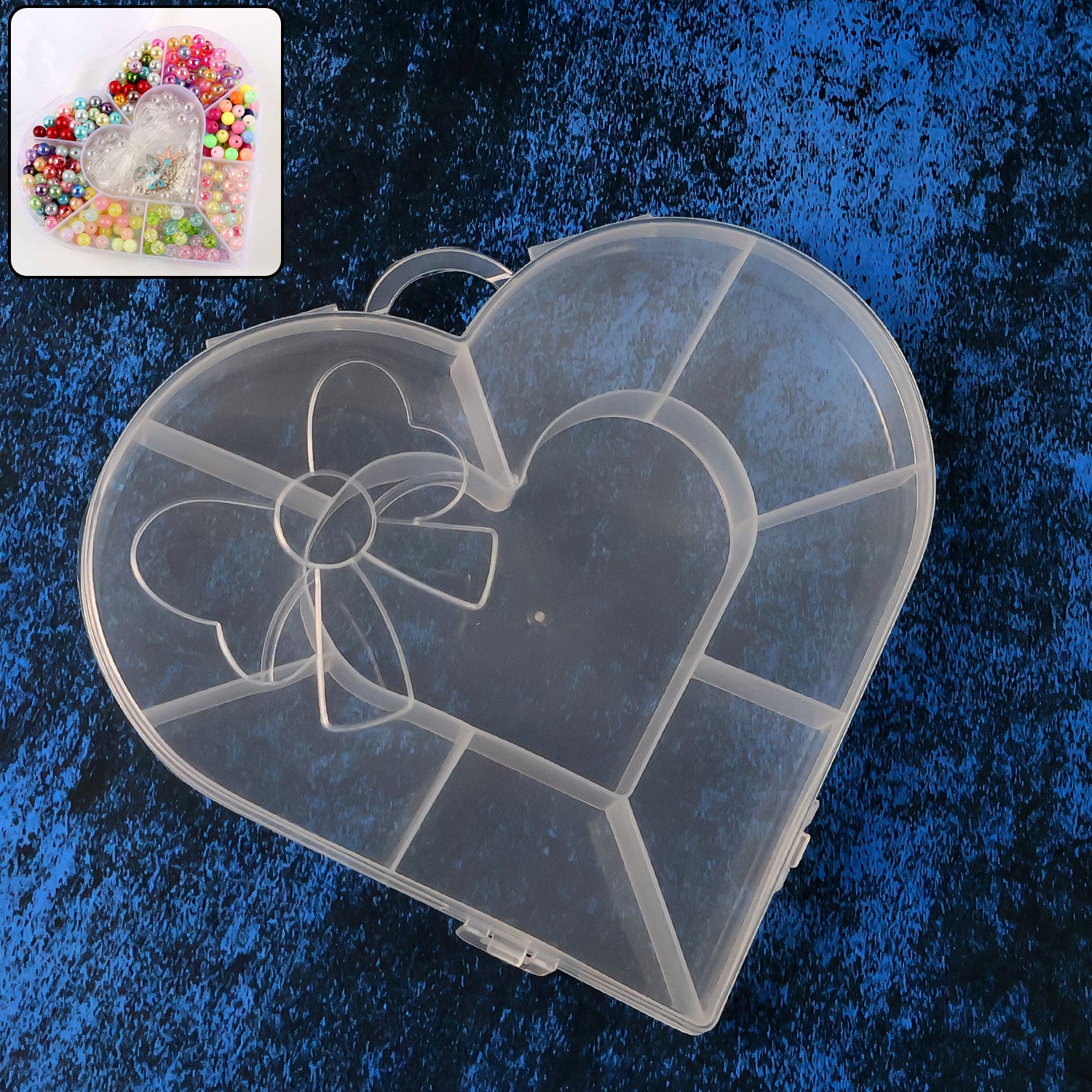 Heart-shaped plastic bead storage organizer box by Wukusy, ideal for home improvement and craft storage.