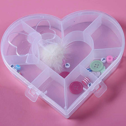 Heart-shaped plastic bead storage organizer box by Wukusy, ideal for home improvement and jewelry bead organization.