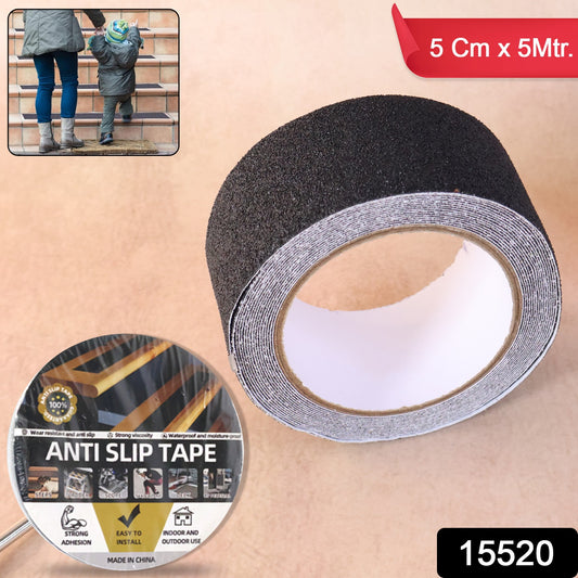 Heavy duty Wukusy anti-slip safety grip tape roll, 5 cm by 5 m, with textured surface for secure grip on stairs and floors.