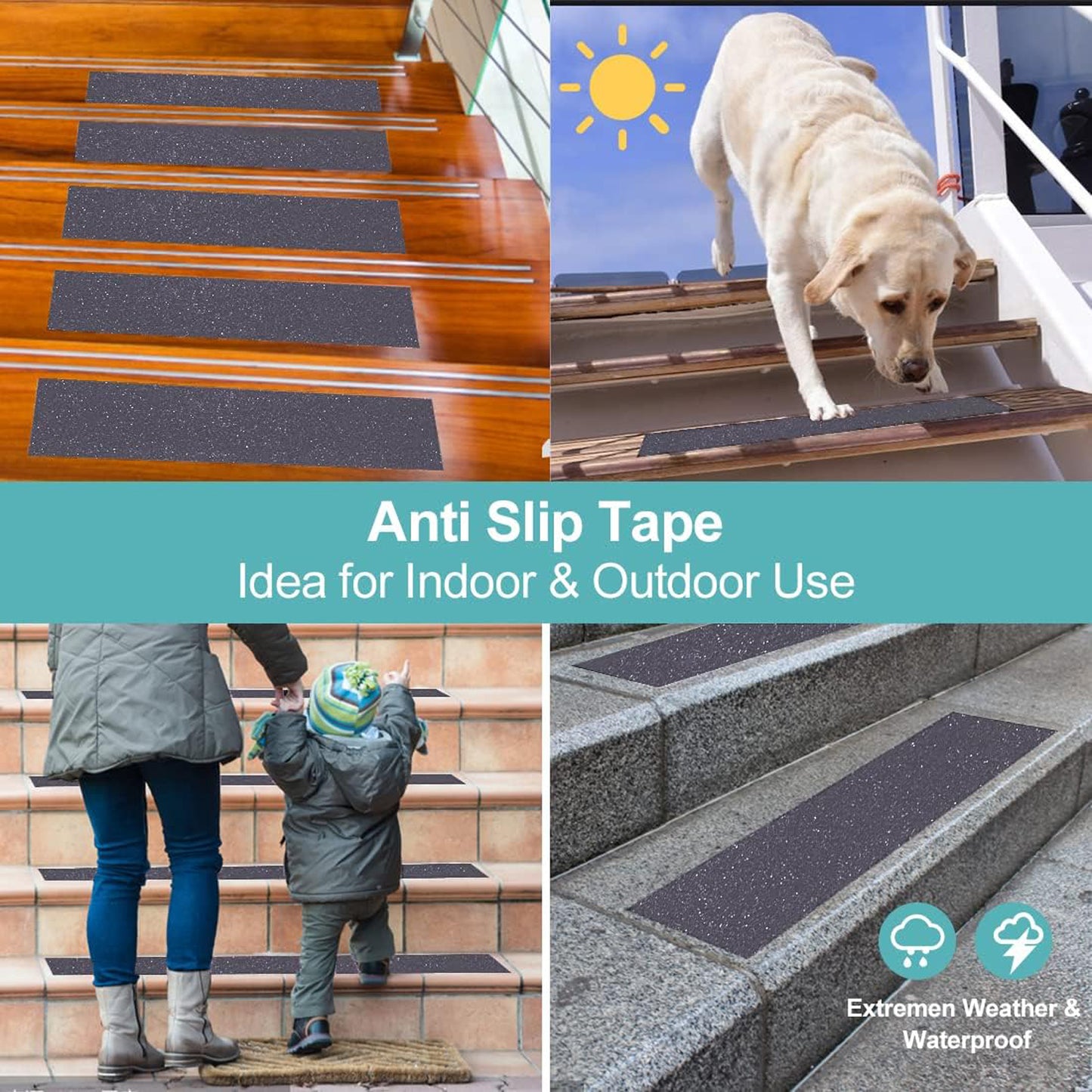 Wukusy heavy-duty anti-slip safety grip tape roll, 5 cm x 5 m, suitable for home improvement, with textured surface for added grip.