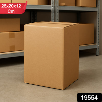 Heavy-duty brown packing box by Wukusy, 26x20x12 cm, ideal for product shipping and home improvement packaging.