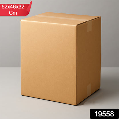 Heavy-duty brown packing box by Wukusy, 52x46x32 cm, ideal for product shipping and home improvement storage.
