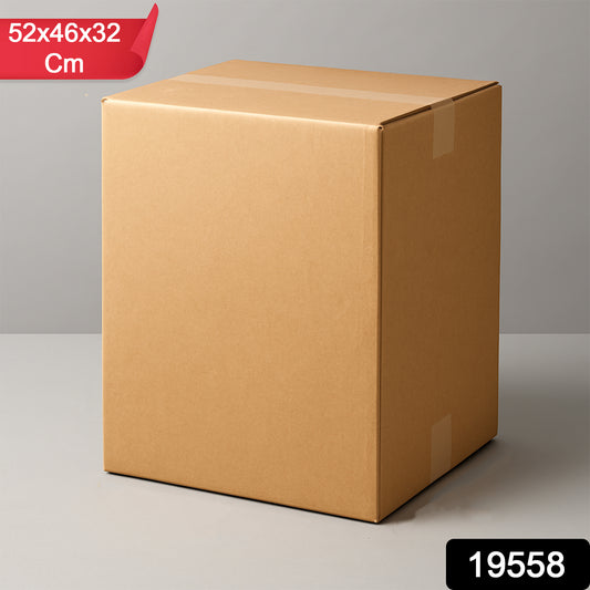 Heavy-duty brown packing box by Wukusy, 52x46x32 cm, ideal for product shipping and home improvement storage.
